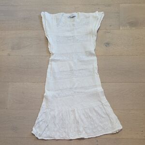Zara Medium White Knit Dress with Ruffle Hem
